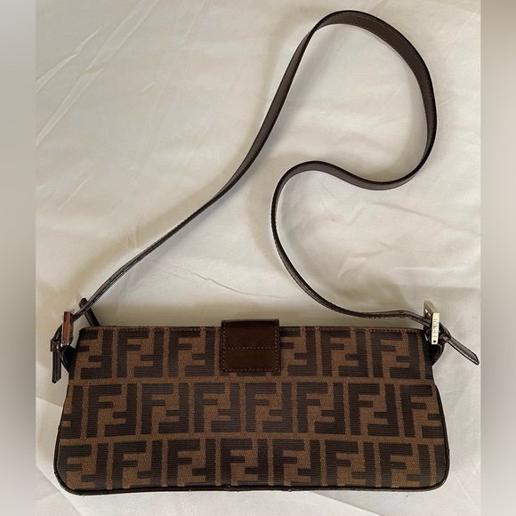FENDI Zucca Shoulder Bag Cross Body Bag Canvas Leather - Picture 3 of 7